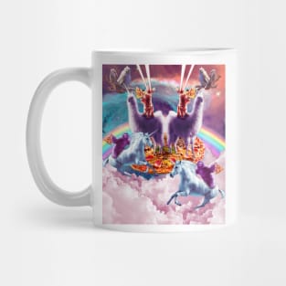 Laser Pizza Cat On Llama, Sloth Unicorn In Rainbow Space Mug